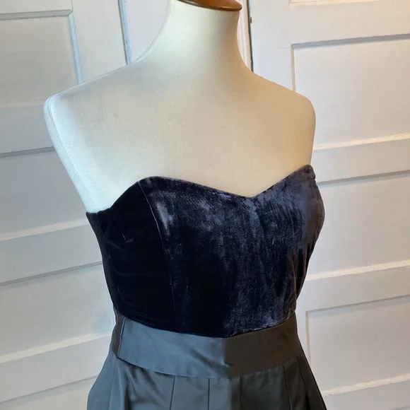 NWT Theory Chanesa Velvet & Silk Dark Brown Strapless Dress, Size 12 - Picture 5 of 17